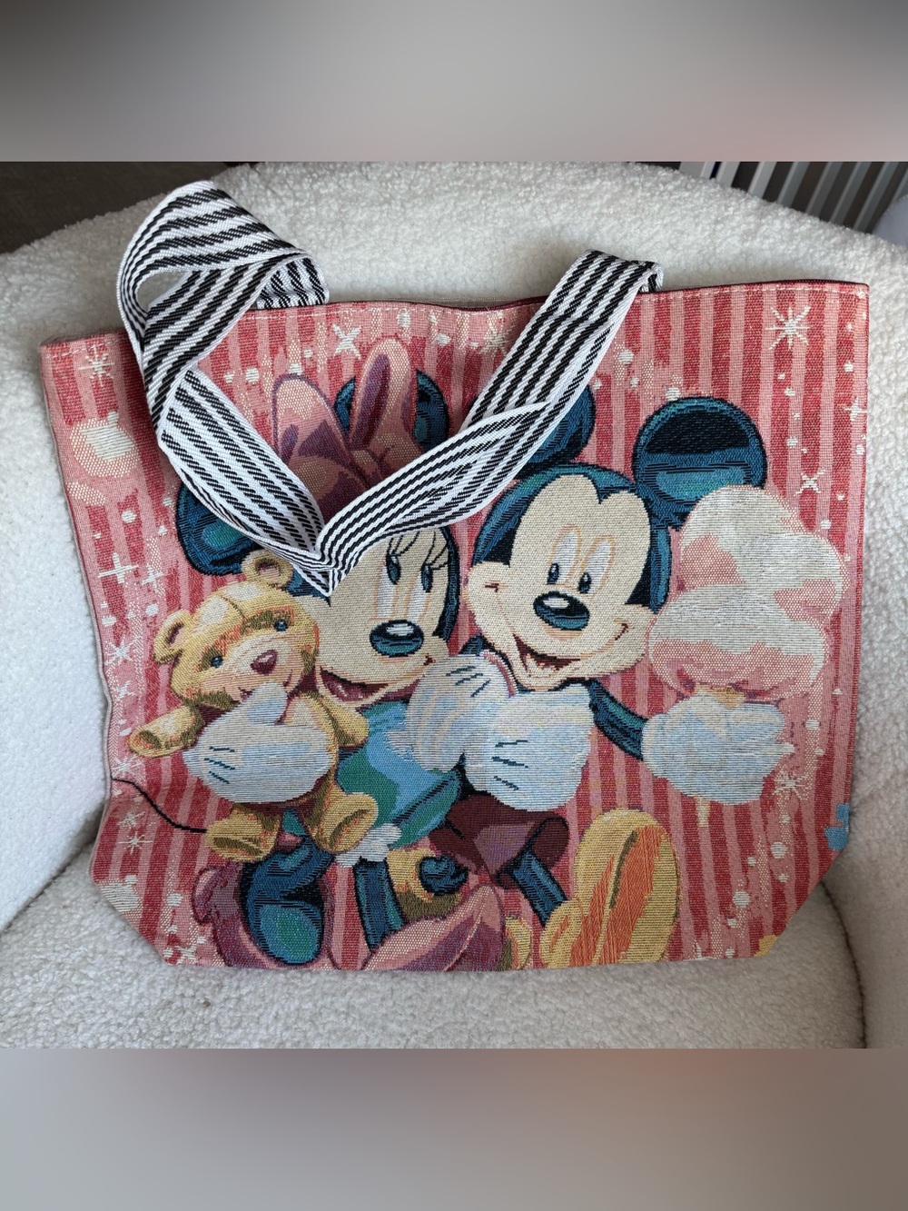 Red Disney Mickey & Minnie Canvas Tote Bag